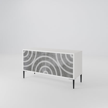CIRCLE CONCRETE Mobile TV Compatto a 2 Ante
