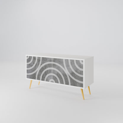 CIRCLE CONCRETE Mobile TV Compatto a 2 Ante