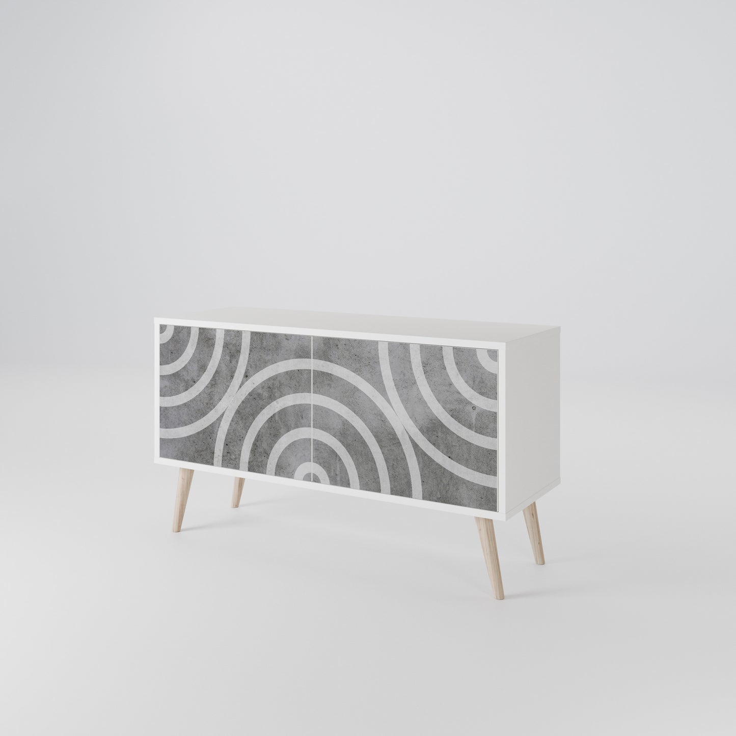 CIRCLE CONCRETE Mobile TV Compatto a 2 Ante
