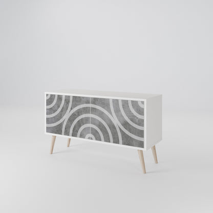 CIRCLE CONCRETE Mobile TV Compatto a 2 Ante