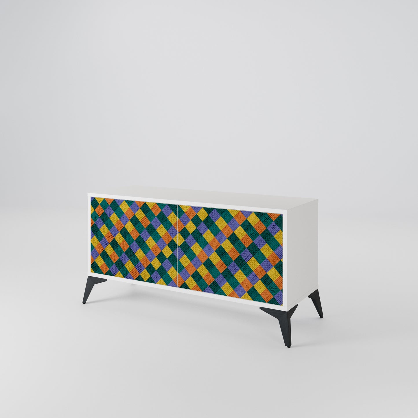 PAINTED SQUARES MIX Compact 2-Door TV Cabinet