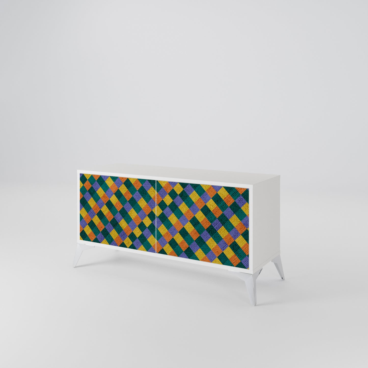 PAINTED SQUARES MIX Compact 2-Door TV Cabinet
