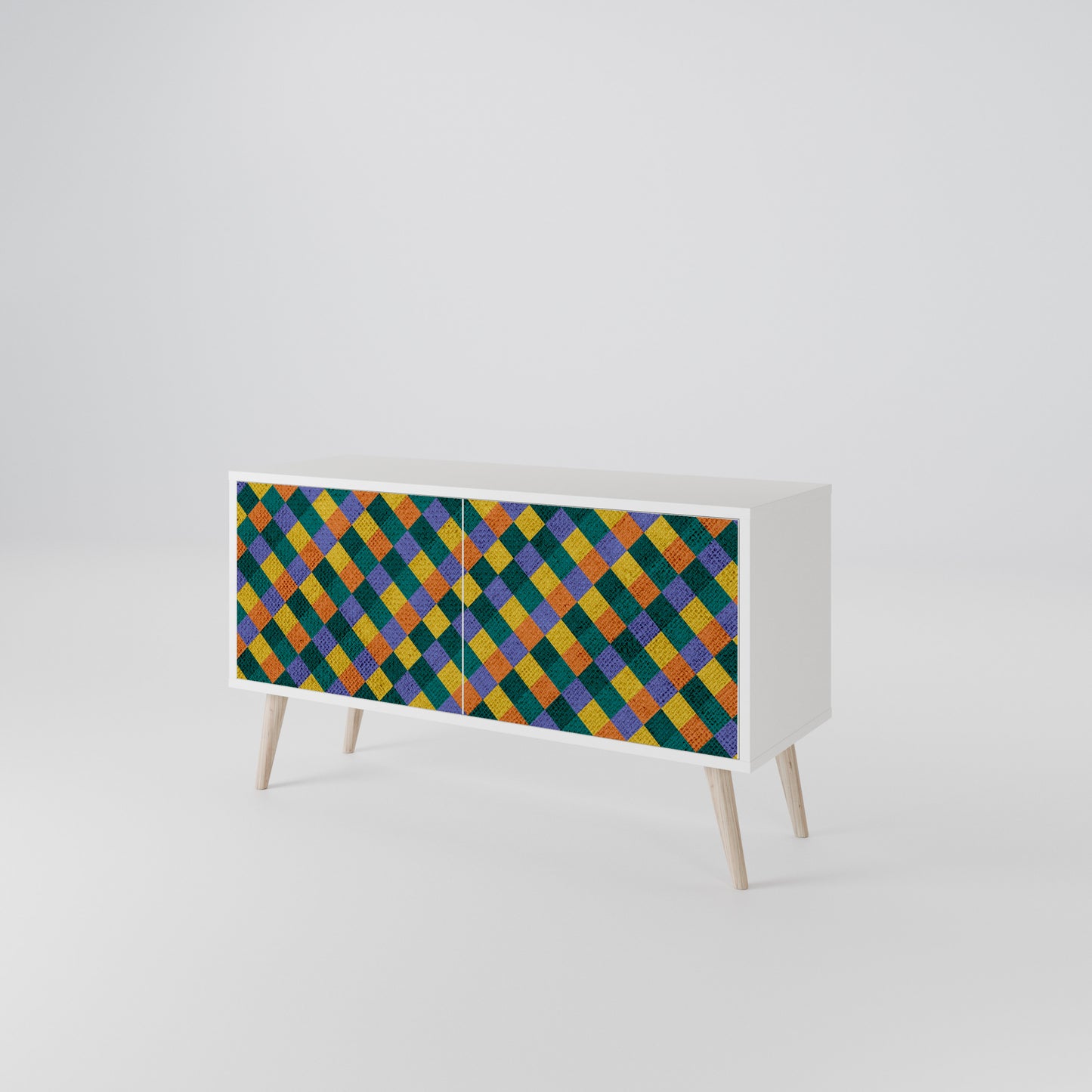 PAINTED SQUARES MIX Compact 2-Door TV Cabinet