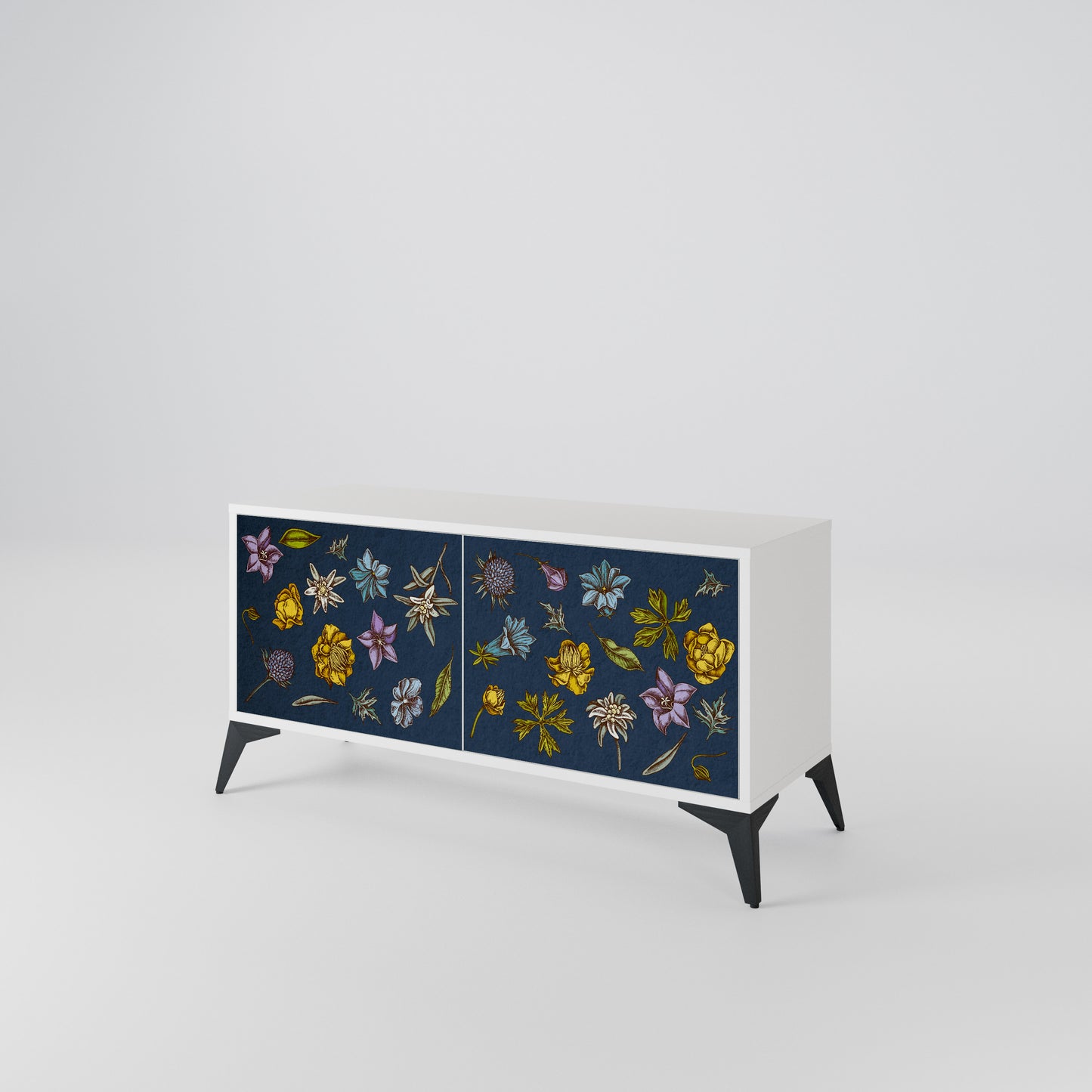 FLOWERS ON NAVY BLUE Mobile TV Compatto a 2 Ante