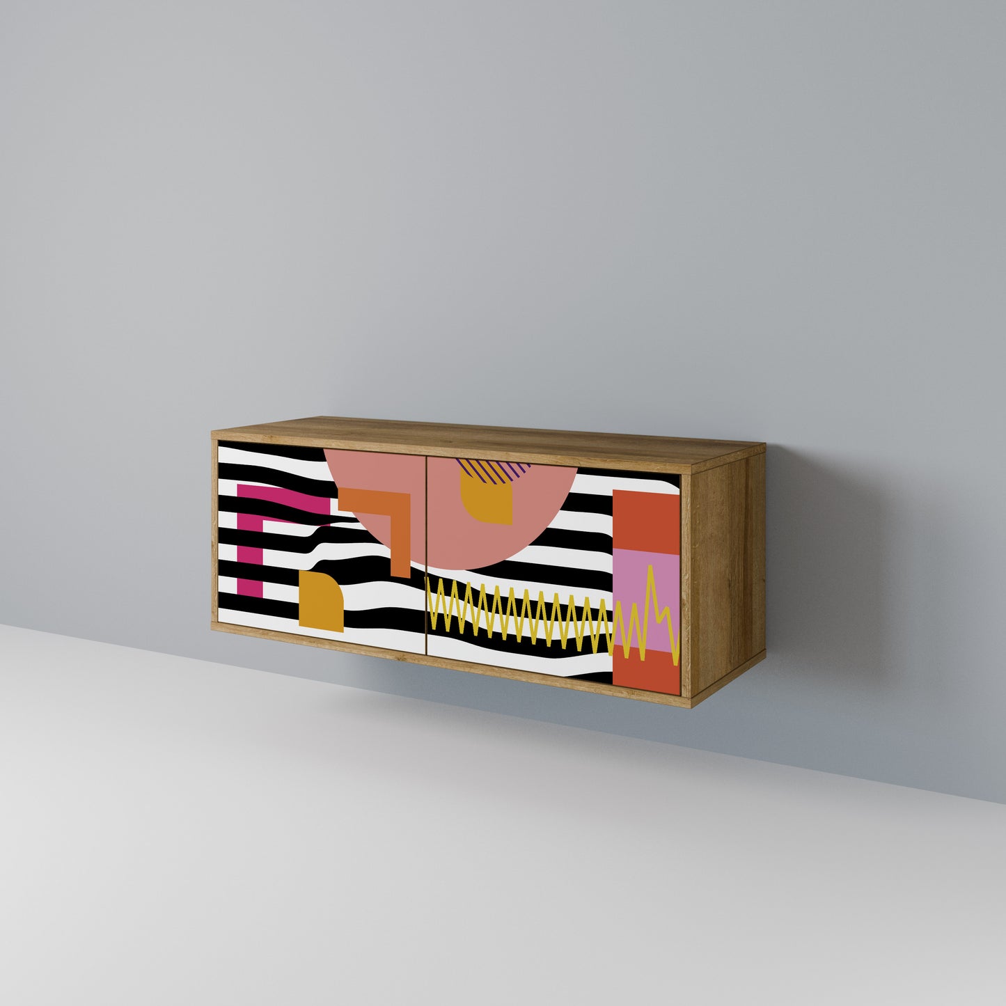 CHROMATIC ABSTRACT Compact 2-Door TV Cabinet