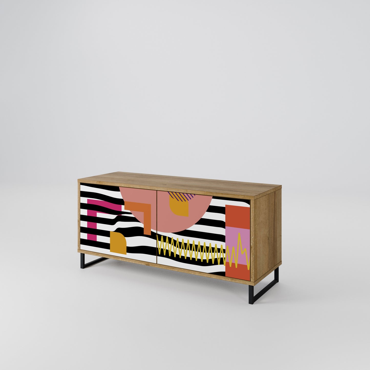CHROMATIC ABSTRACT Compact 2-Door TV Cabinet
