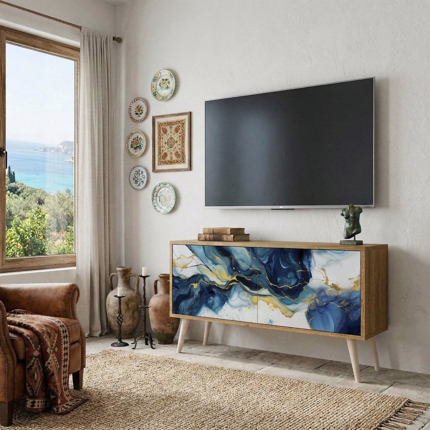 INKY MARBLE Mobile TV Compatto a 2 Ante