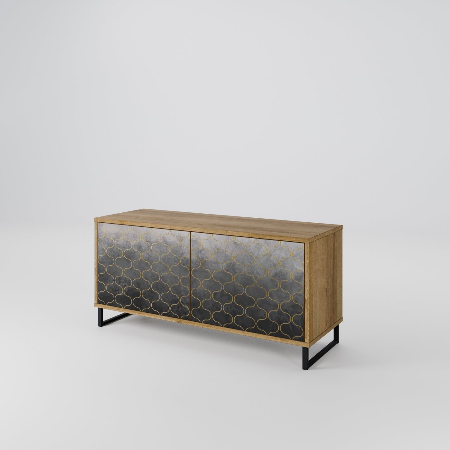 TESSELATED GRAYISH Compact 2-Door TV Cabinet