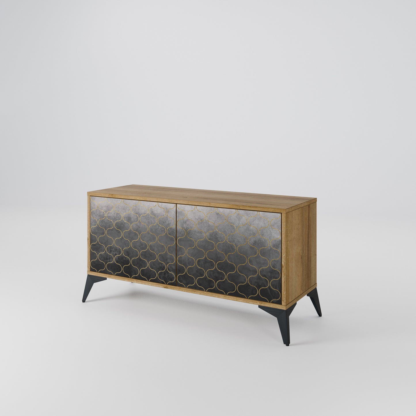 TESSELATED GRAYISH Compact 2-Door TV Cabinet