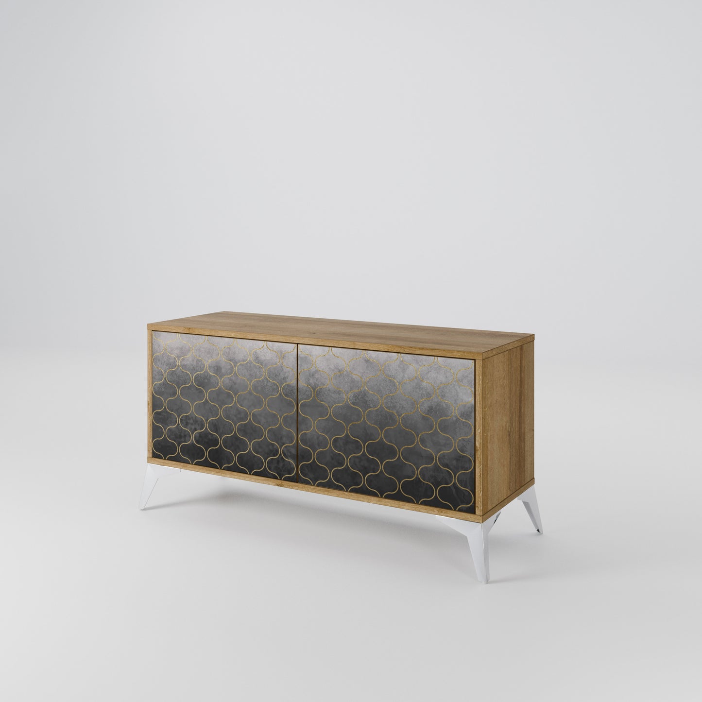 TESSELATED GRAYISH Compact 2-Door TV Cabinet