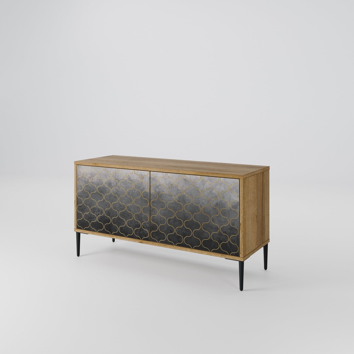 TESSELATED GRAYISH Compact 2-Door TV Cabinet