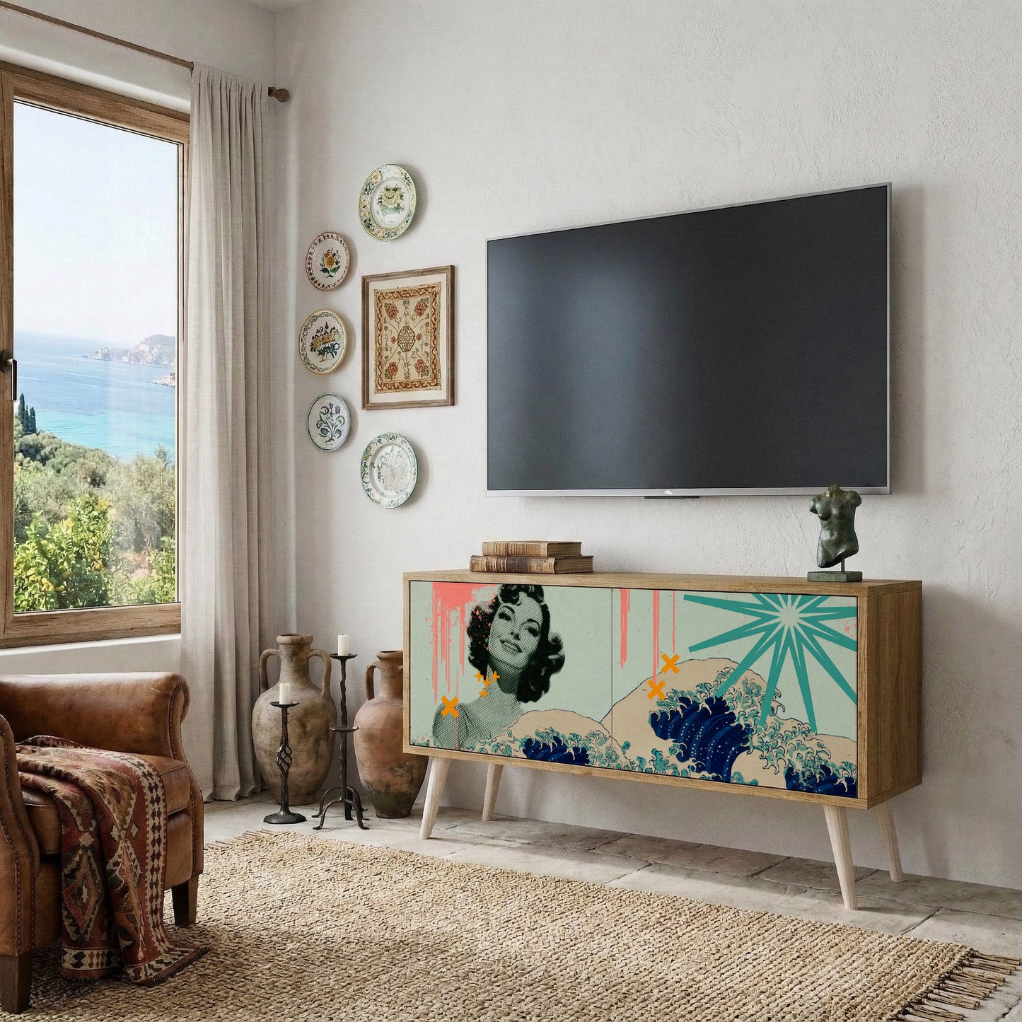KANAGAWA BEAUTY Mobile TV Compatto a 2 Ante
