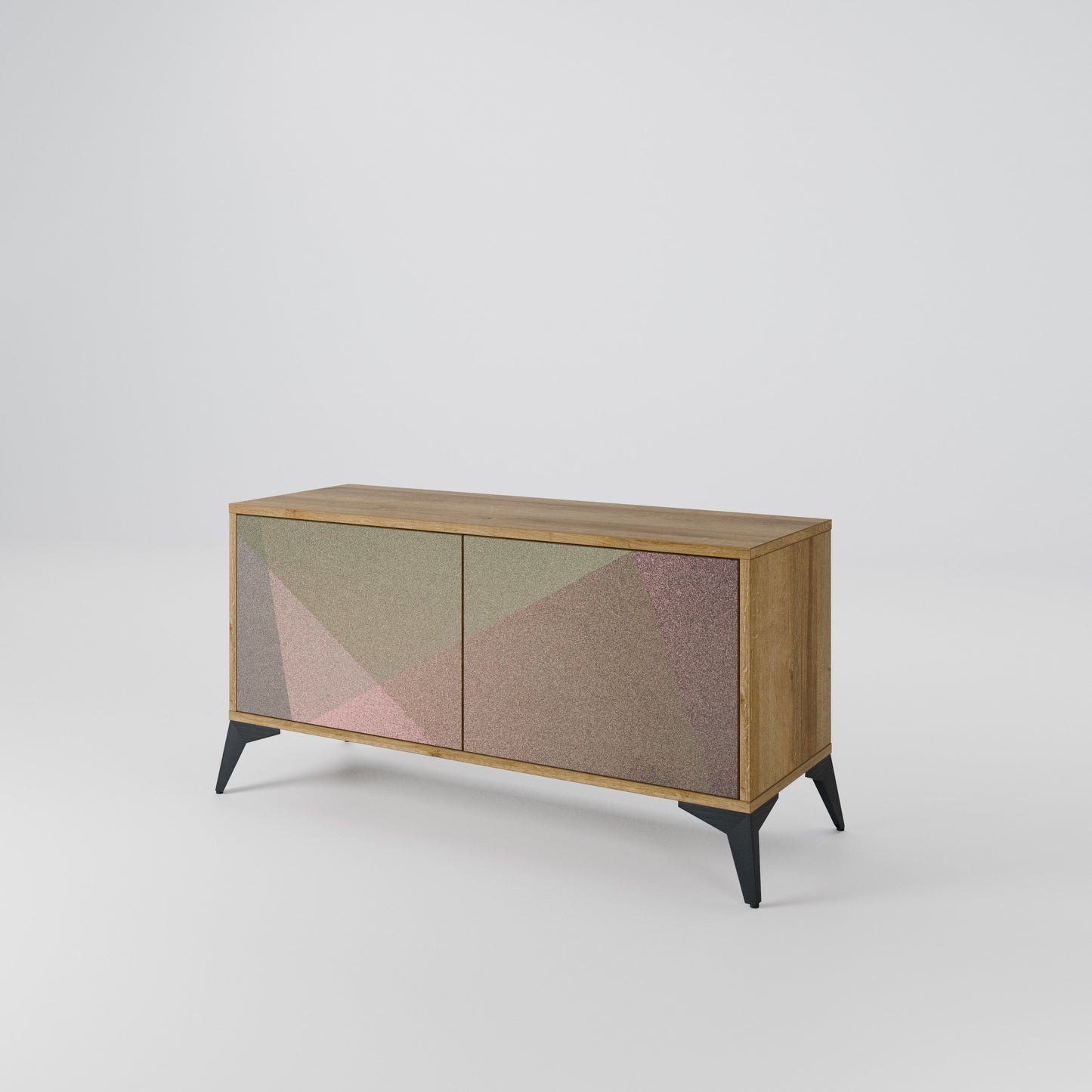 BEIGE GEOMETRY Mobile TV Compatto a 2 Ante