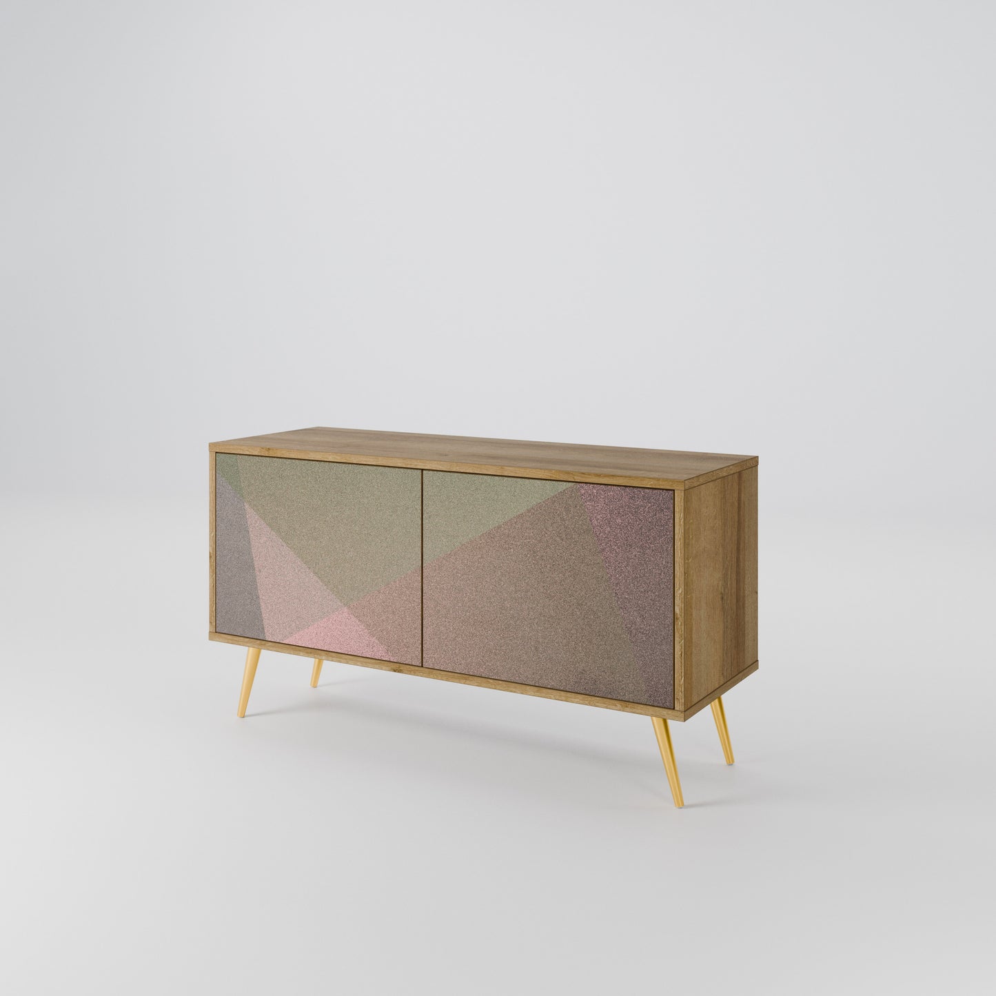 BEIGE GEOMETRY Mobile TV Compatto a 2 Ante