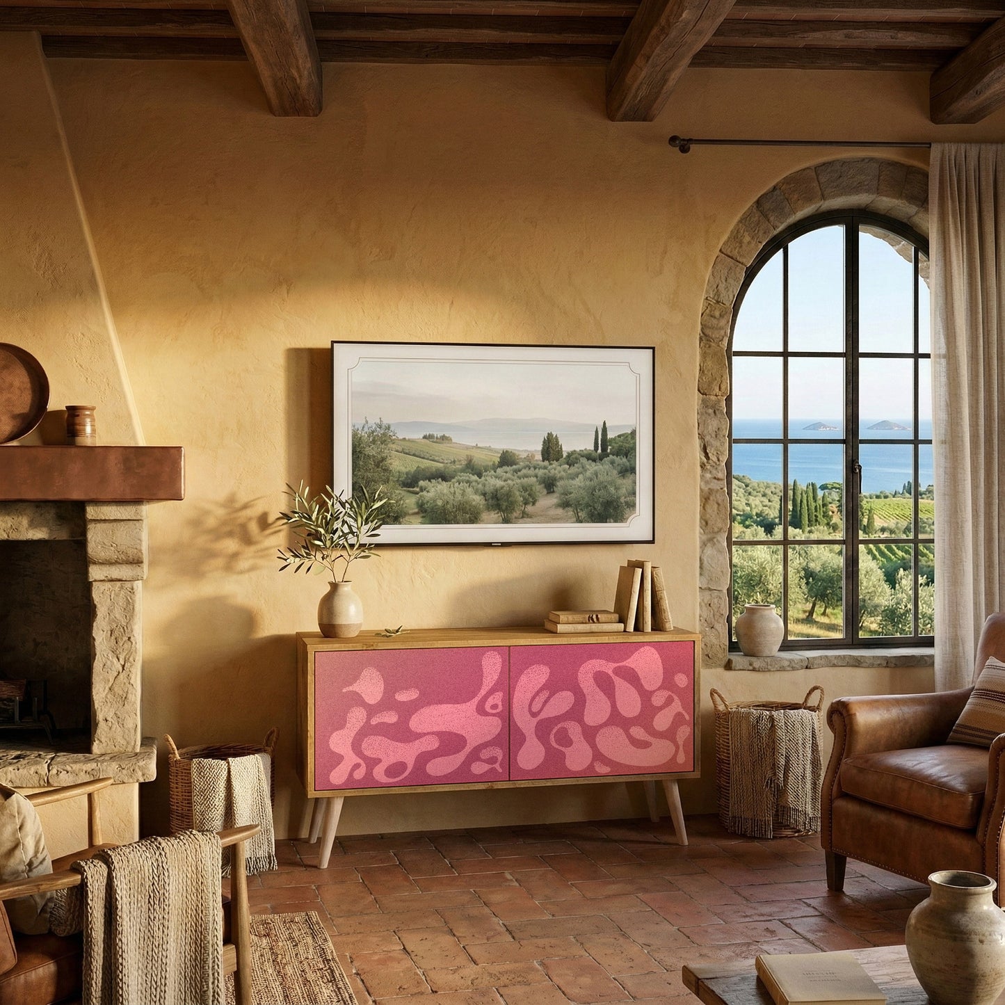 IRREGULAR PINK Mobile TV Compatto a 2 Ante