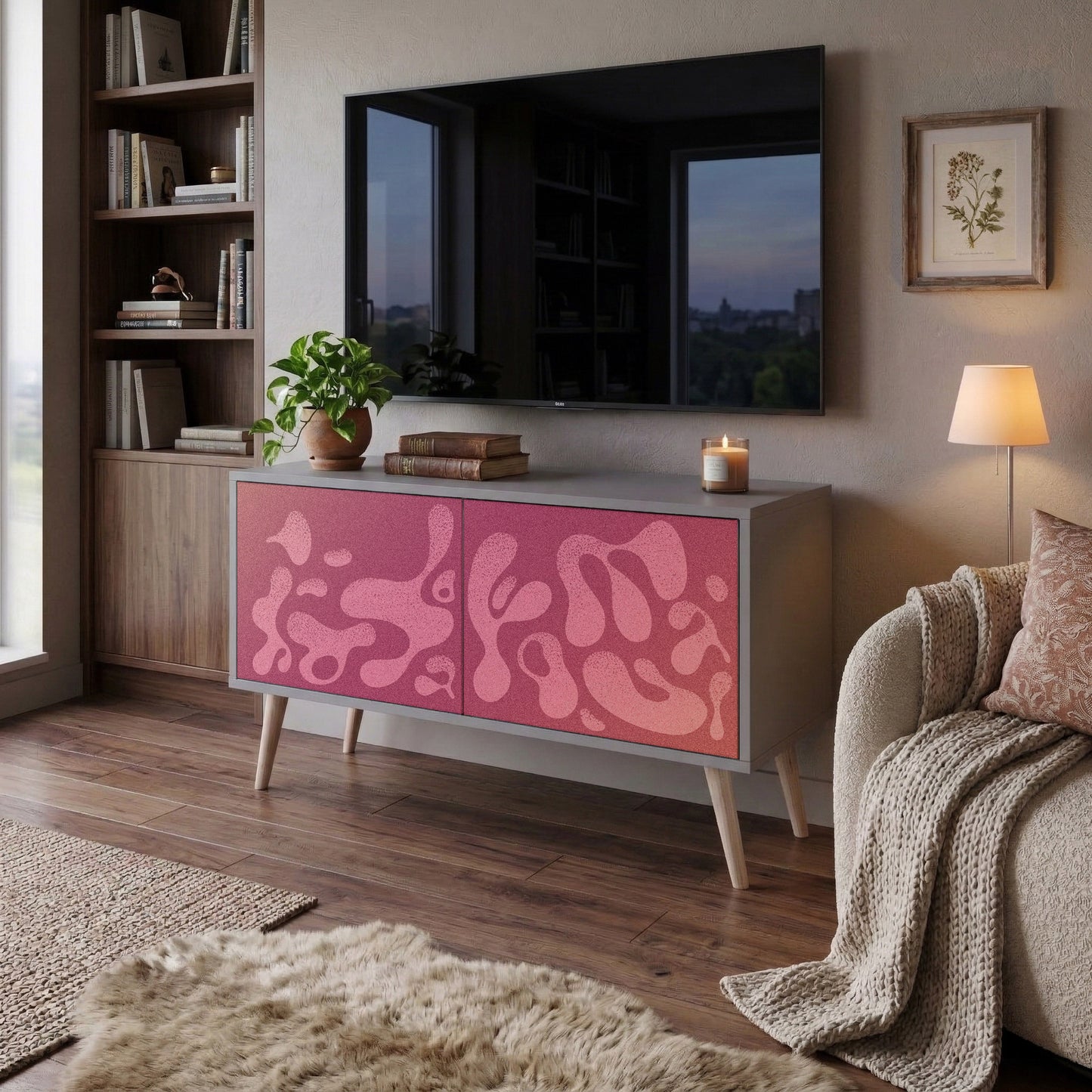 IRREGULAR PINK Mobile TV Compatto a 2 Ante