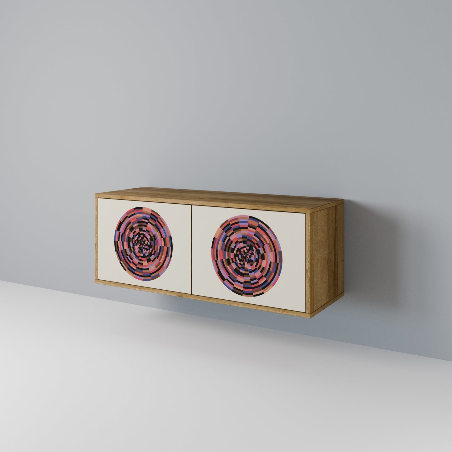 BROWN CIRCLES Compact 2-Door TV Cabinet