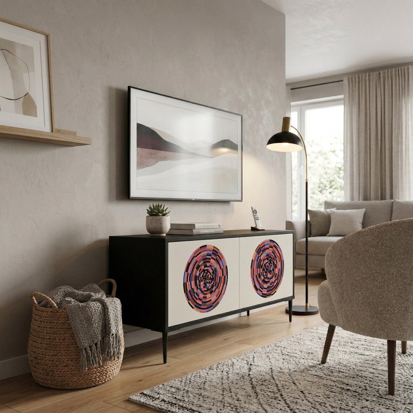 BROWN CIRCLES Mobile TV Compatto a 2 Ante