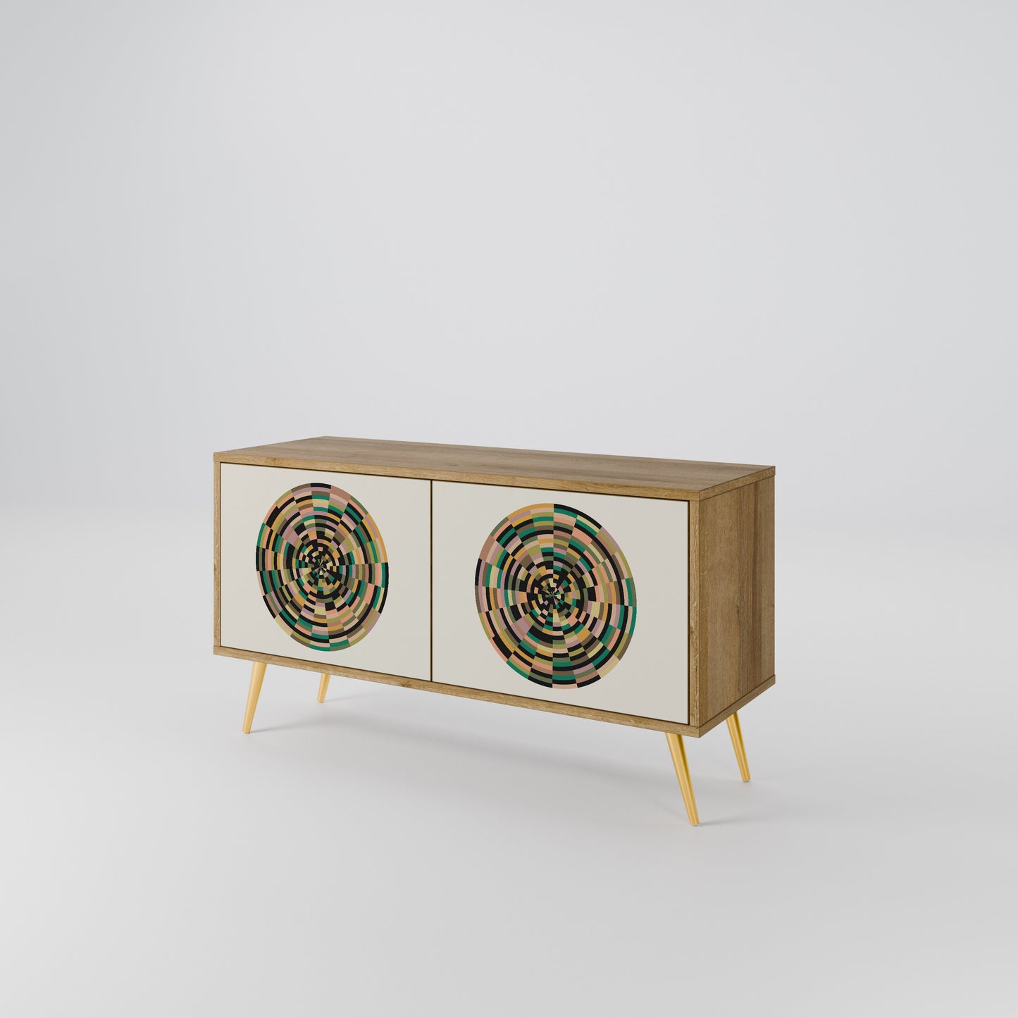 GREEN CIRCLES Compact 2-Door TV Cabinet