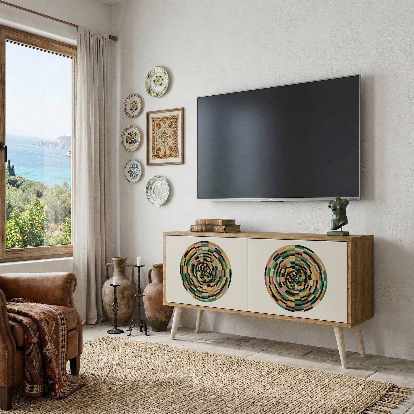 GREEN CIRCLES Mobile TV Compatto a 2 Ante