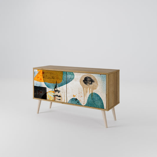 ABSTRACT FACES Compact 2-Door TV Cabinet