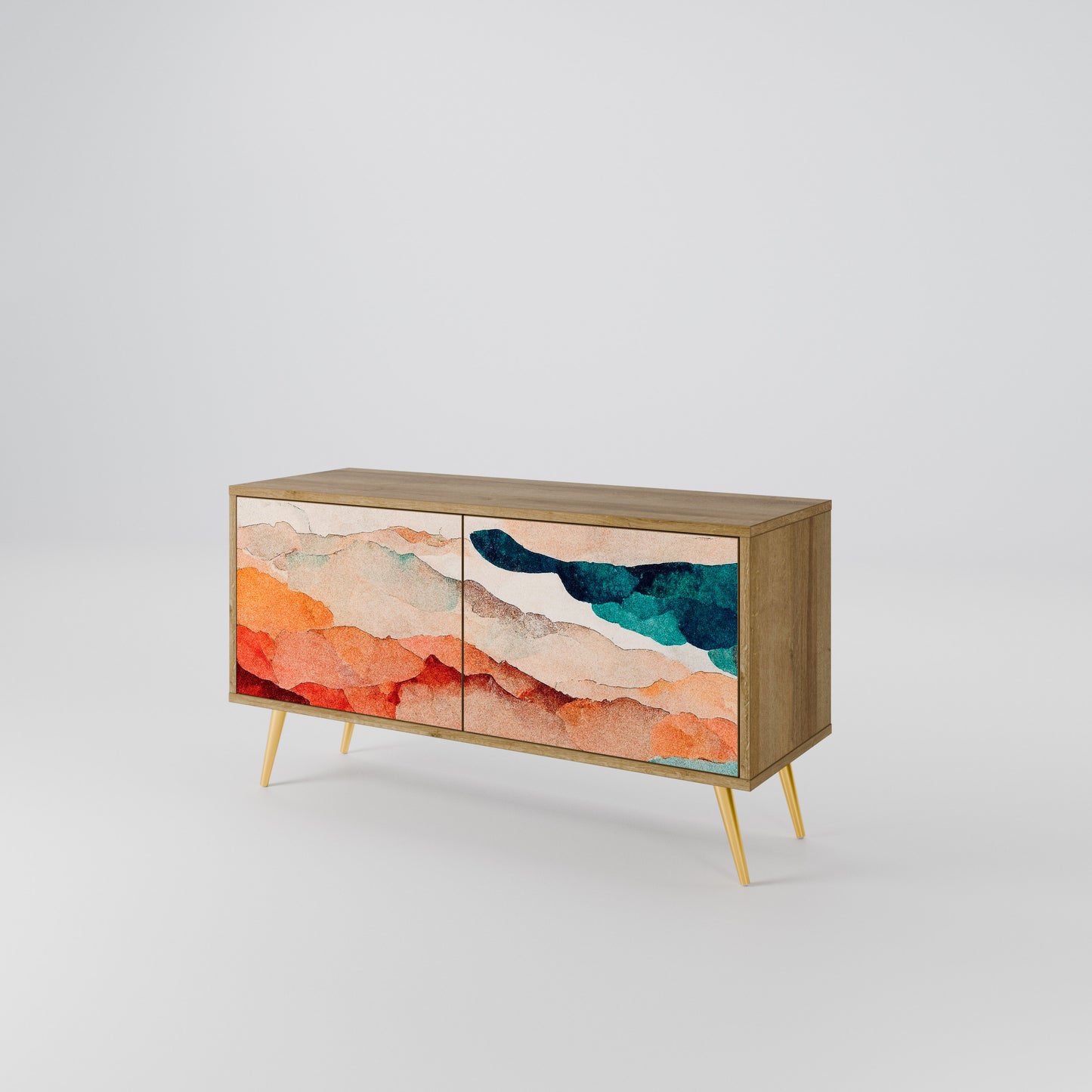 ABSTRACT LANDSCAPE Compact 2-Door TV Cabinet