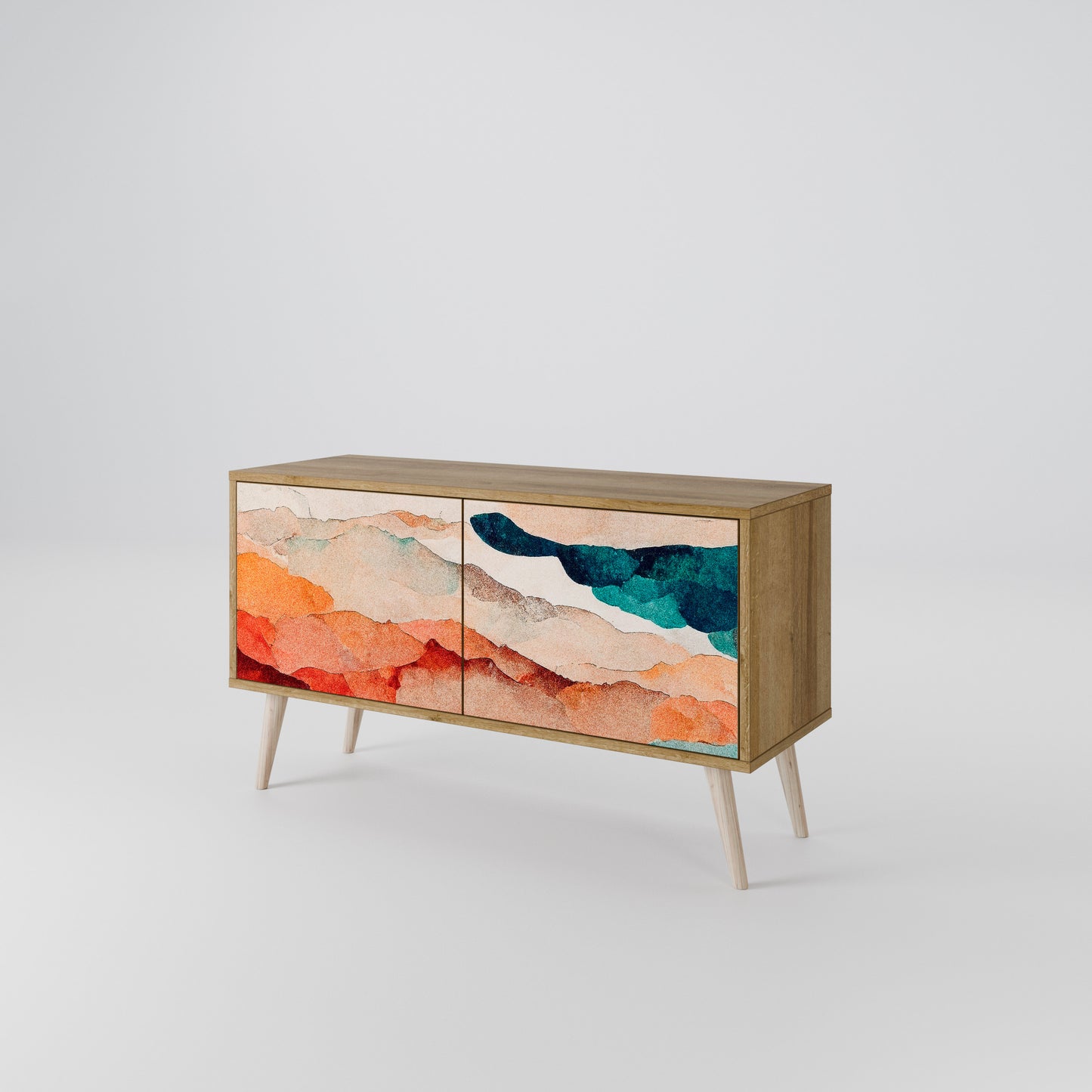 ABSTRACT LANDSCAPE Compact 2-Door TV Cabinet