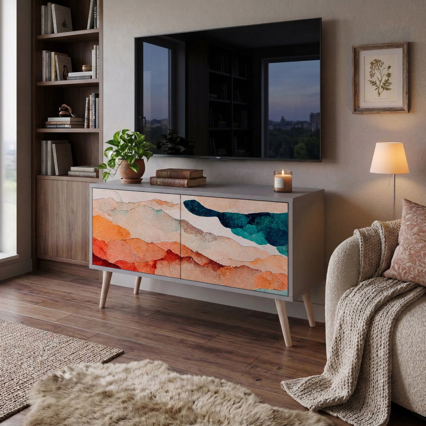 ABSTRACT LANDSCAPE Mobile TV Compatto a 2 Ante