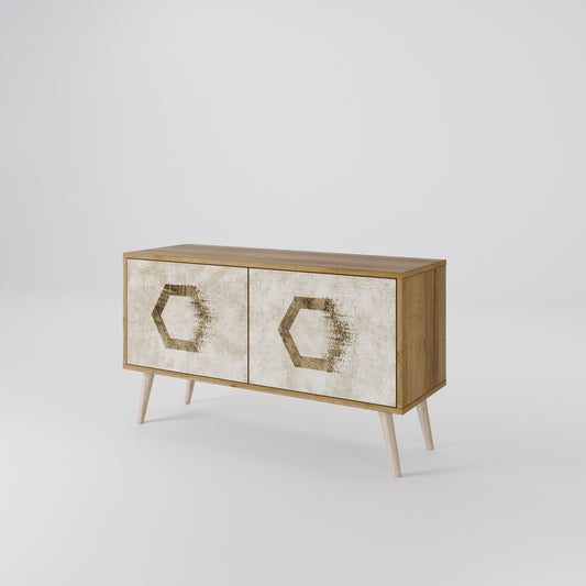 HEXAGONAL SHAPES Compact 2-Door TV Cabinet