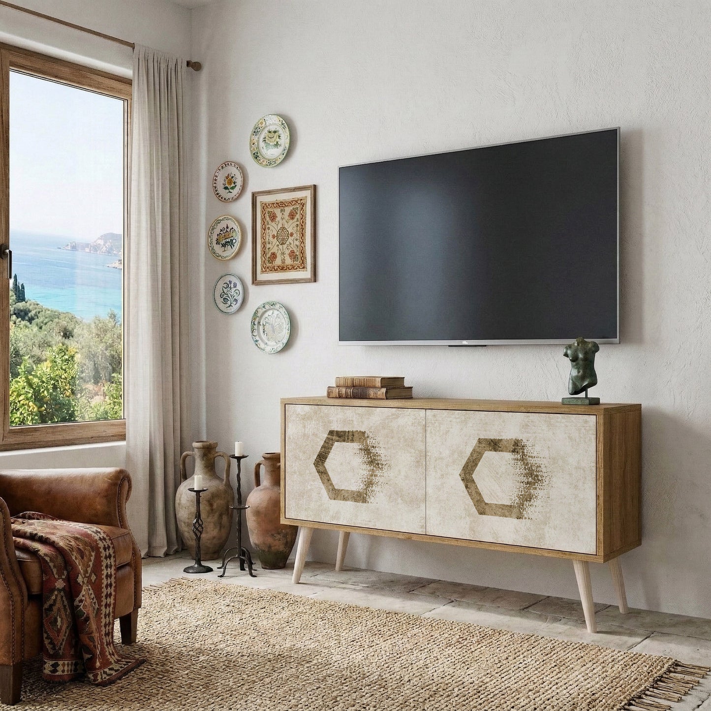 HEXAGONAL SHAPES Mobile TV Compatto a 2 Ante