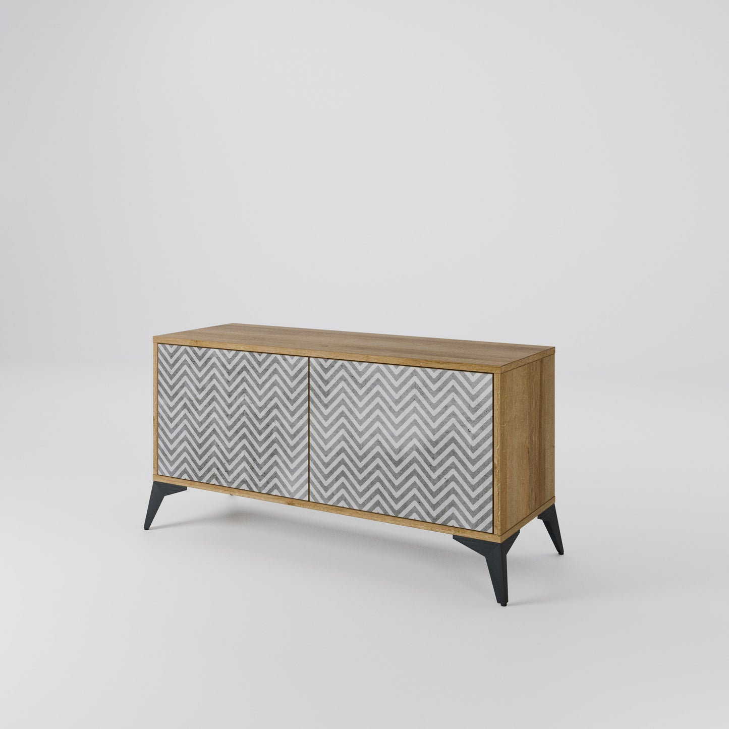 CONCRETE ZIG ZAG Compact 2-Door TV Cabinet