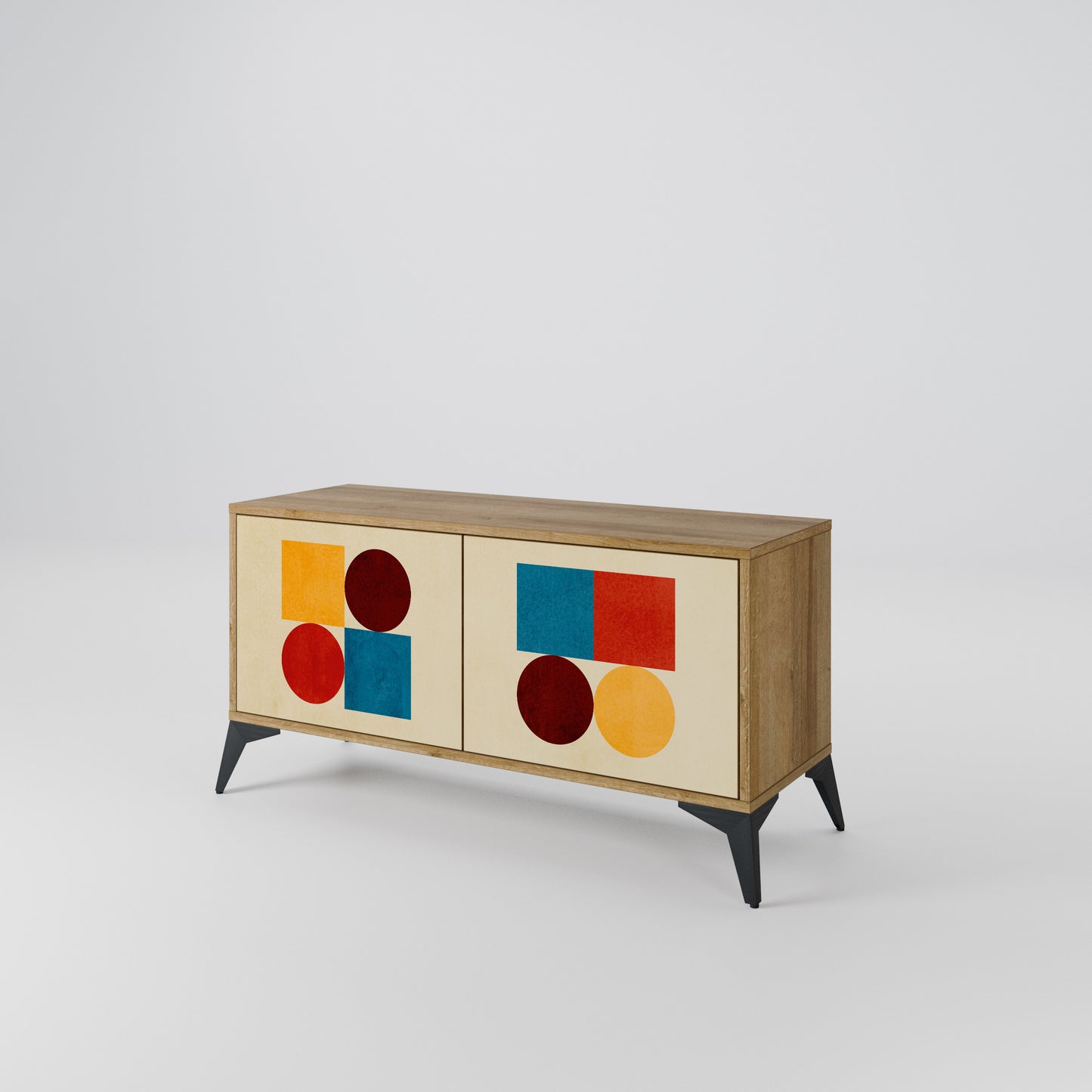GEOMETRIC PUZZLE Compact 2-Door TV Cabinet