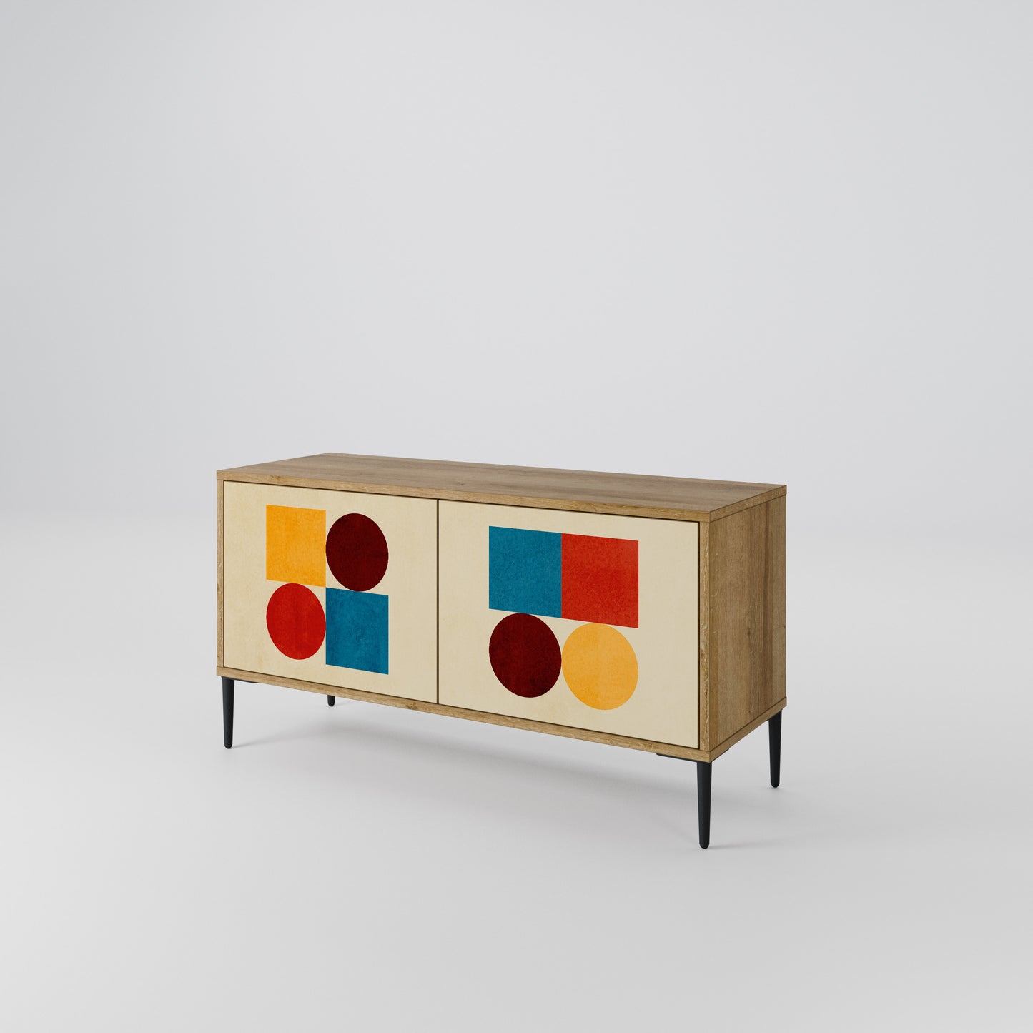 GEOMETRIC PUZZLE Compact 2-Door TV Cabinet