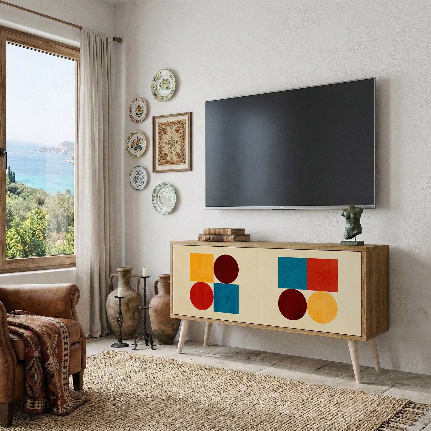 GEOMETRIC PUZZLE Mobile TV Compatto a 2 Ante