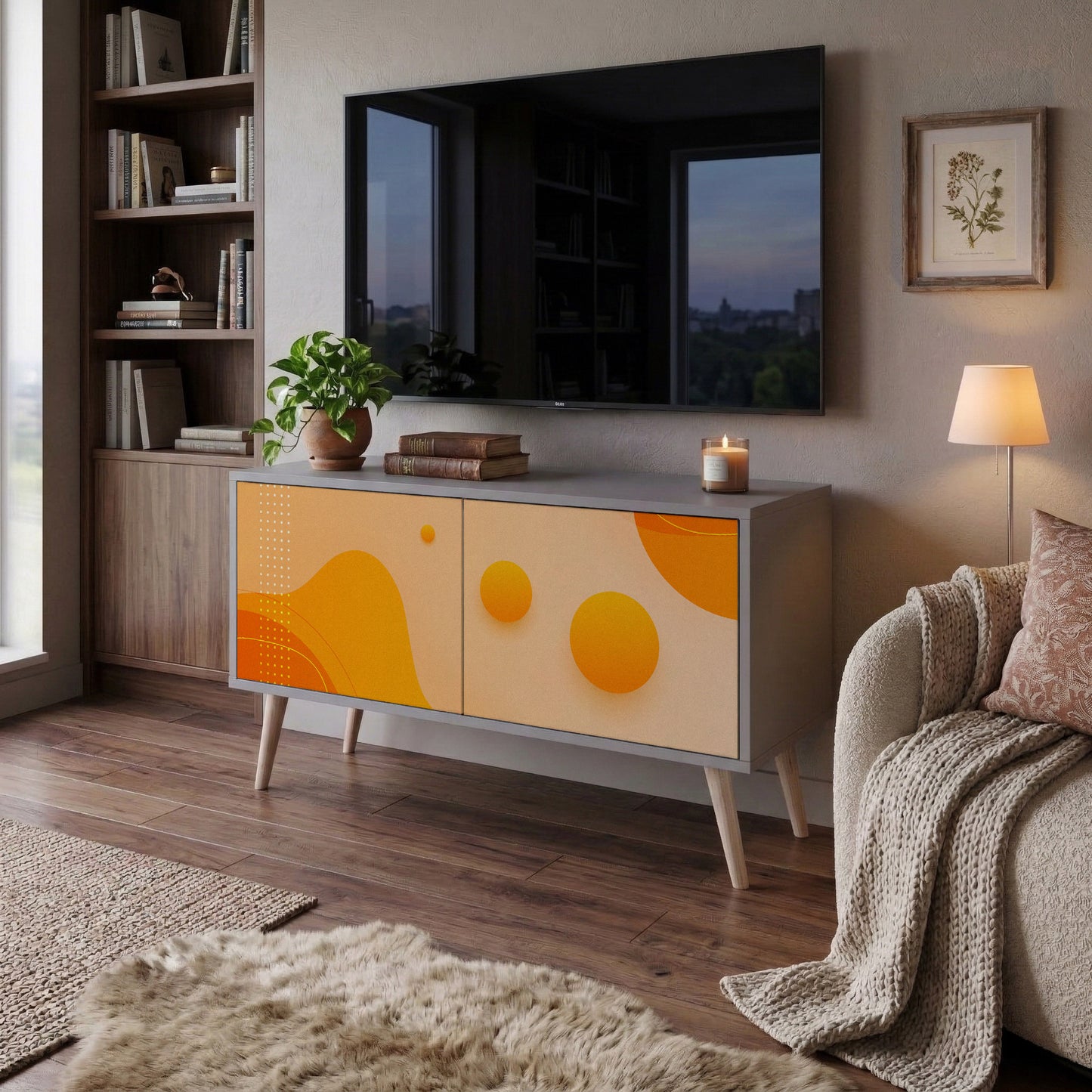 ORANGE ARRANGEMENT Mobile TV Compatto a 2 Ante