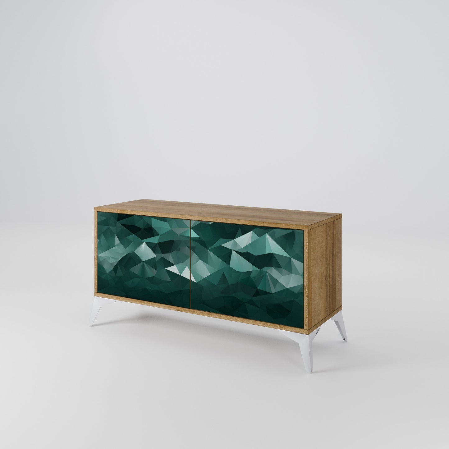 POLYGONAL FLOATING Compact 2-Door TV Cabinet