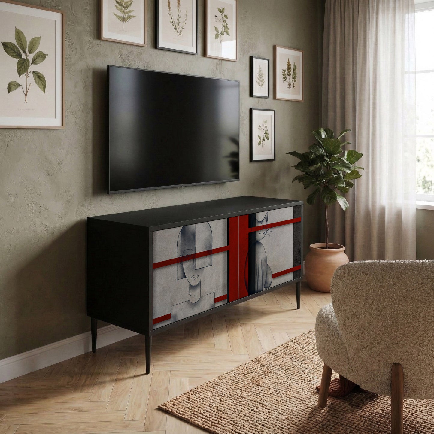 GRAY FIGURES Compact 2-Door TV Cabinet