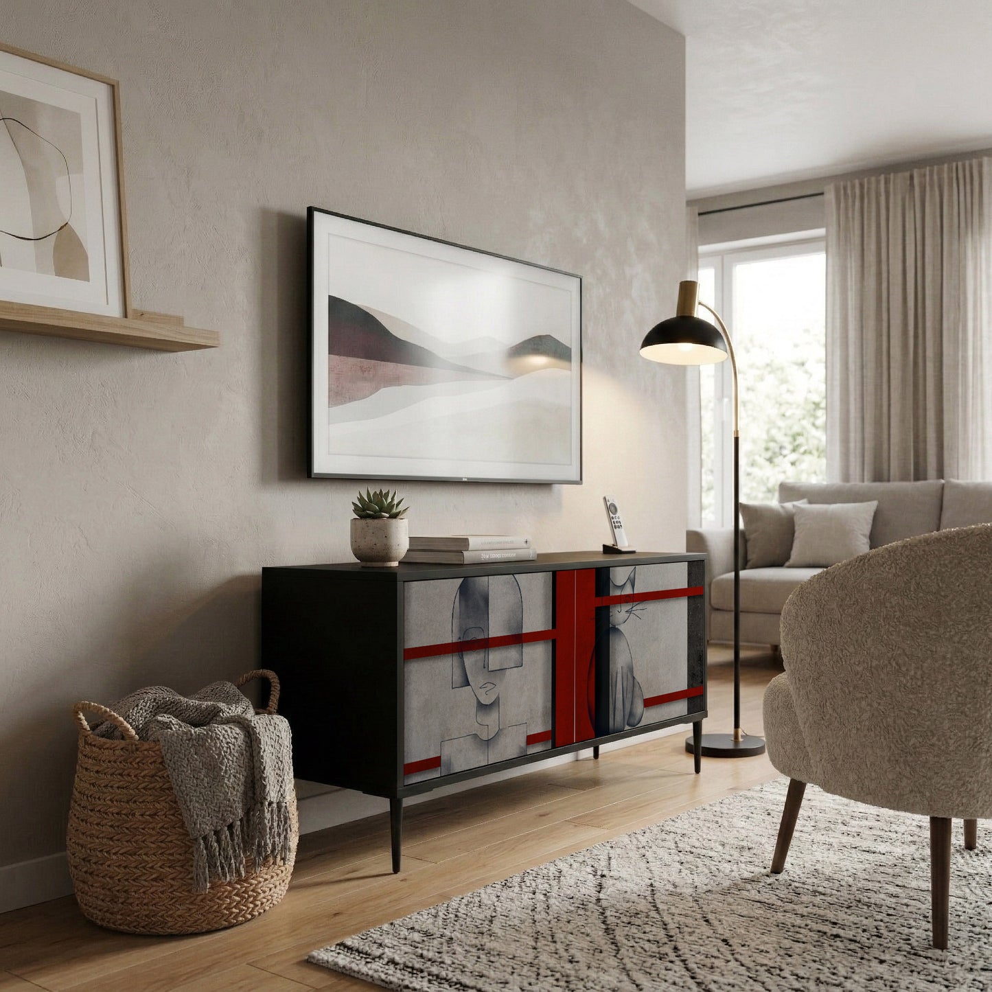 GRAY FIGURES Compact 2-Door TV Cabinet