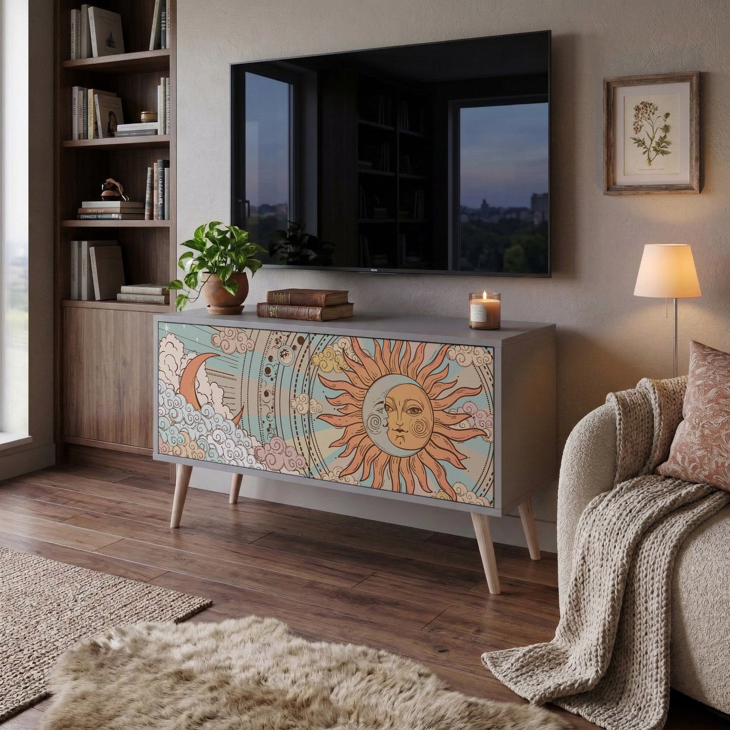 MYSTICAL STRUCTURE Compact 2-Door TV Cabinet