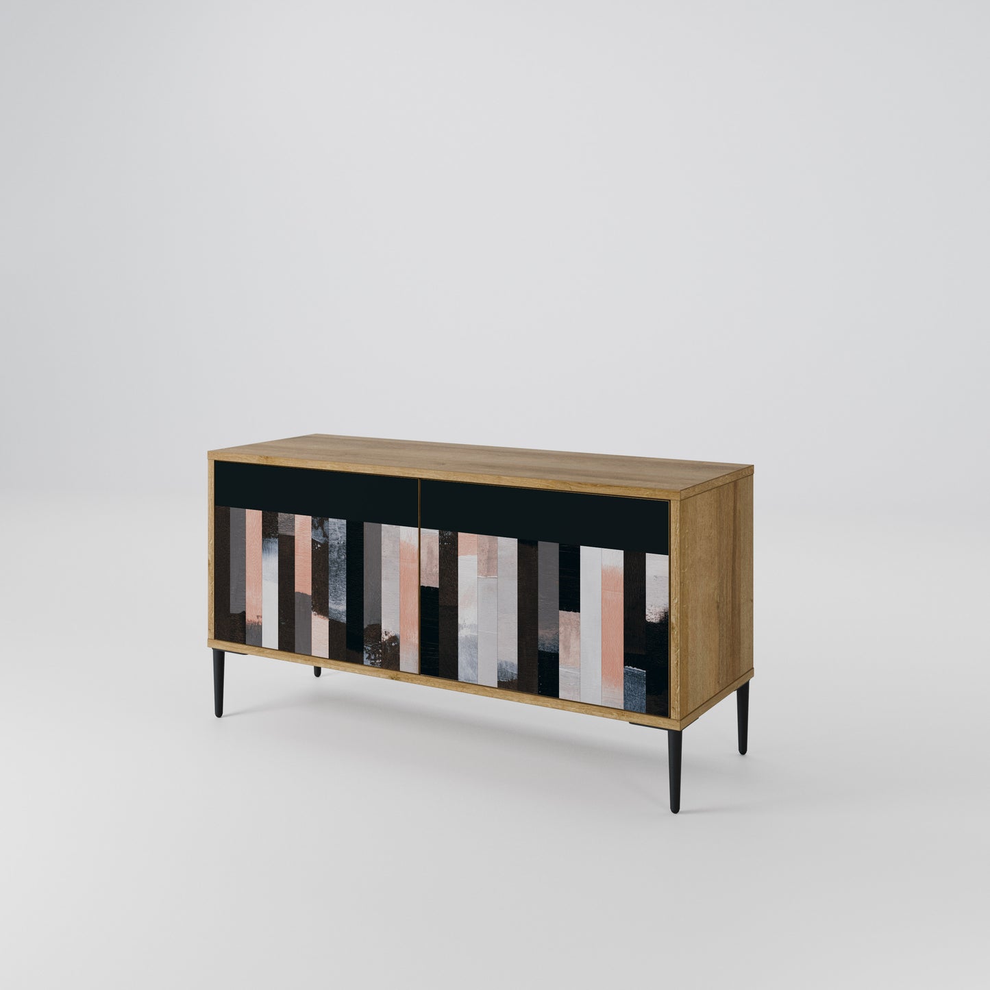 COLLAGE OF RECTANGLES Compact 2-Door TV Cabinet