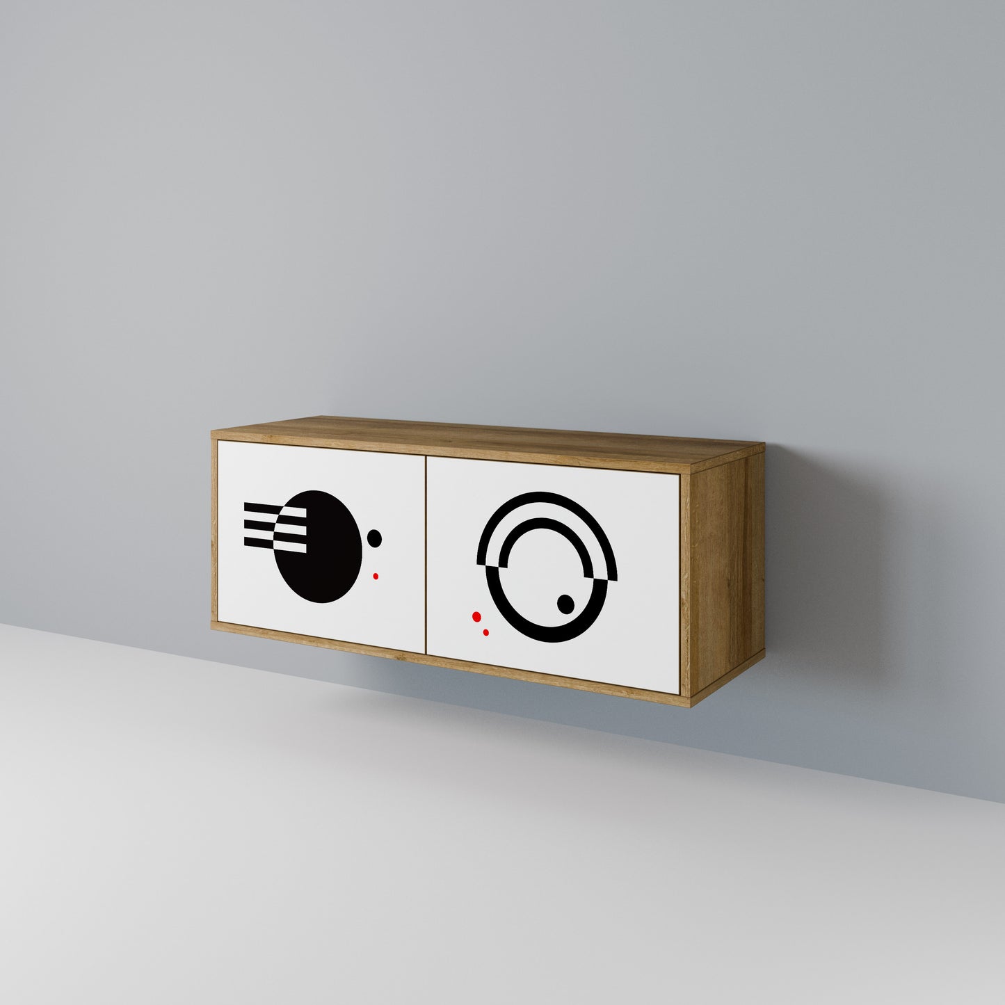 BLACK AND WHITE COMBINATION Compact 2-Door TV Cabinet