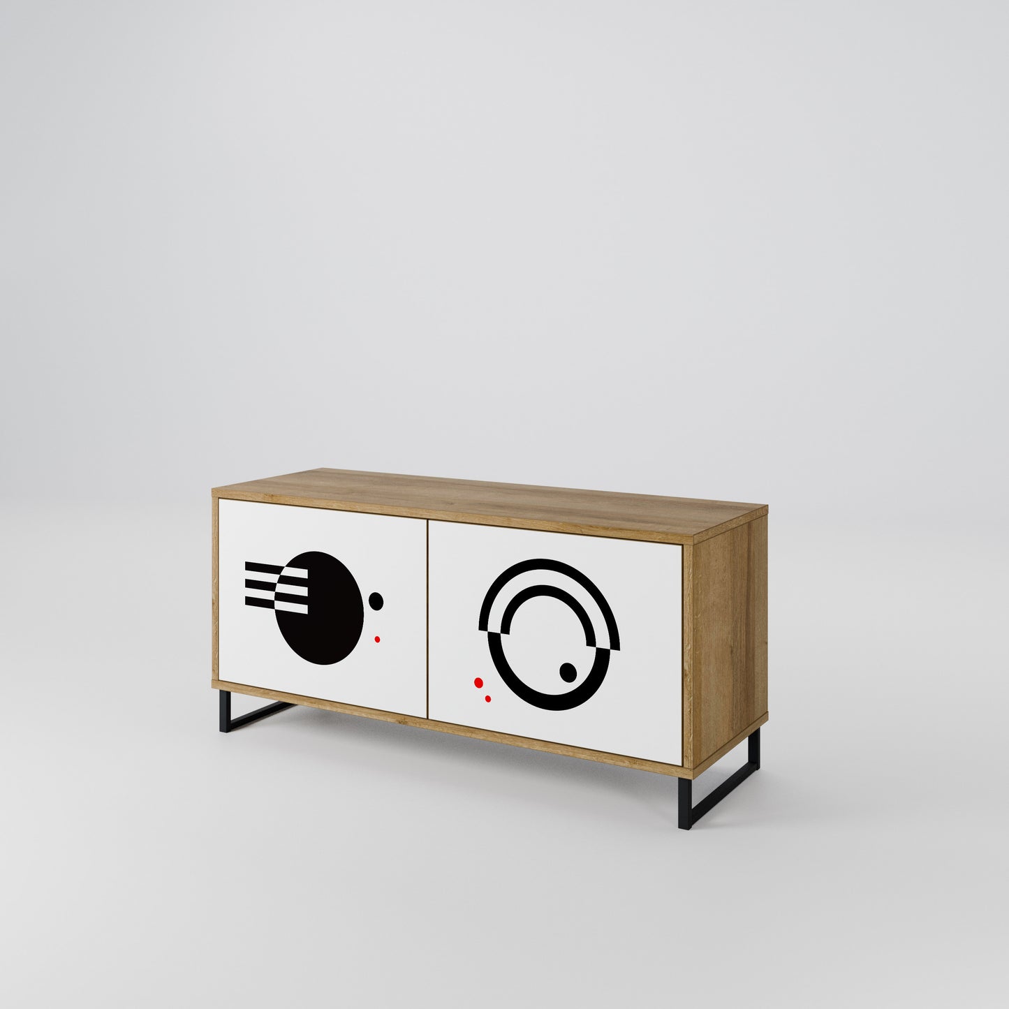 BLACK AND WHITE COMBINATION Compact 2-Door TV Cabinet