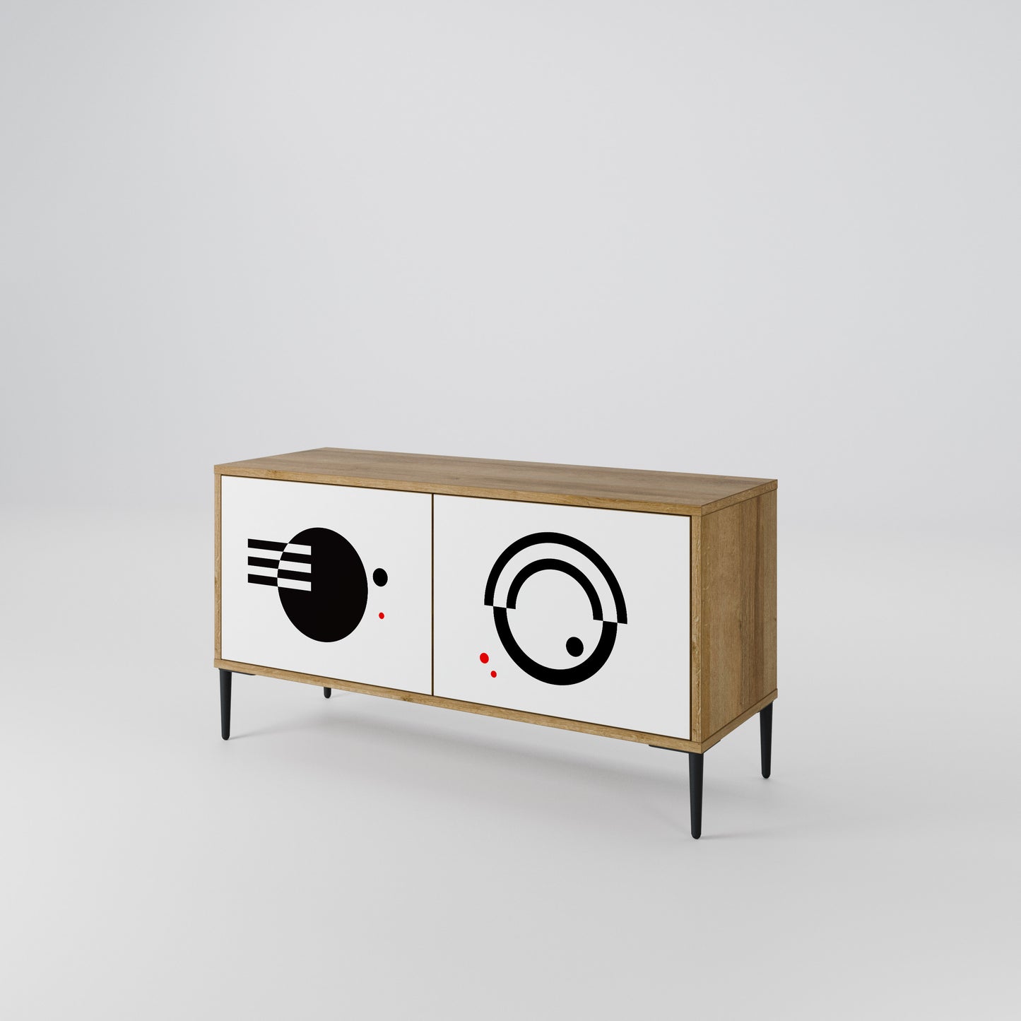 BLACK AND WHITE COMBINATION Compact 2-Door TV Cabinet