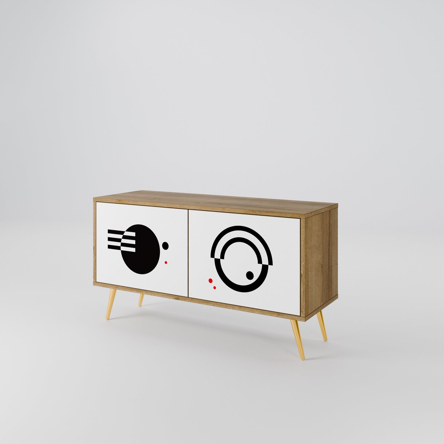 BLACK AND WHITE COMBINATION Compact 2-Door TV Cabinet