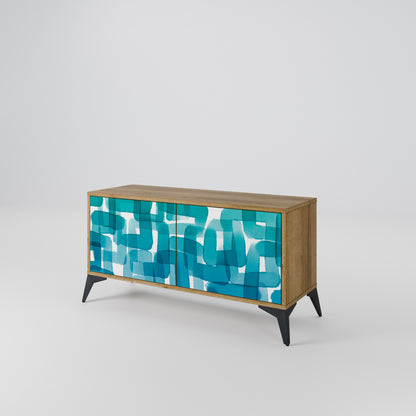 TURQUOISE RECTANGLES Mobile TV Compatto a 2 Ante