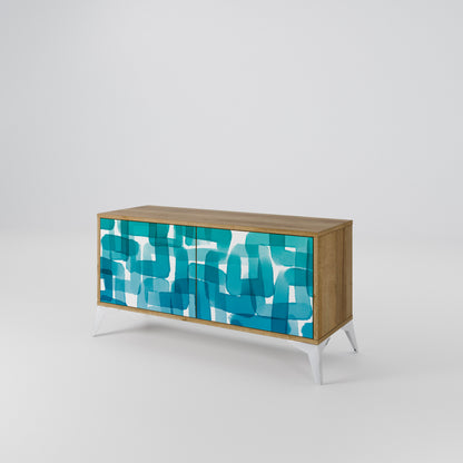 TURQUOISE RECTANGLES Mobile TV Compatto a 2 Ante