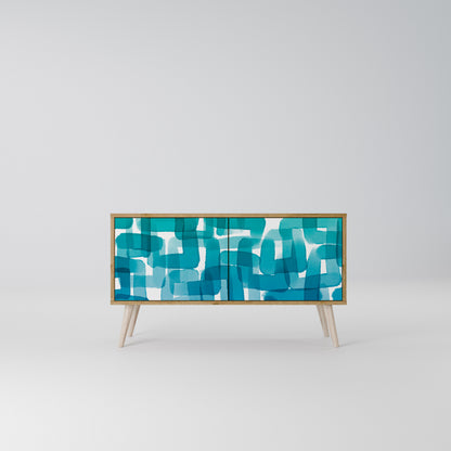 TURQUOISE RECTANGLES Mobile TV Compatto a 2 Ante