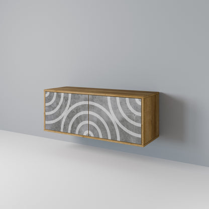 CIRCLE CONCRETE Mobile TV Compatto a 2 Ante