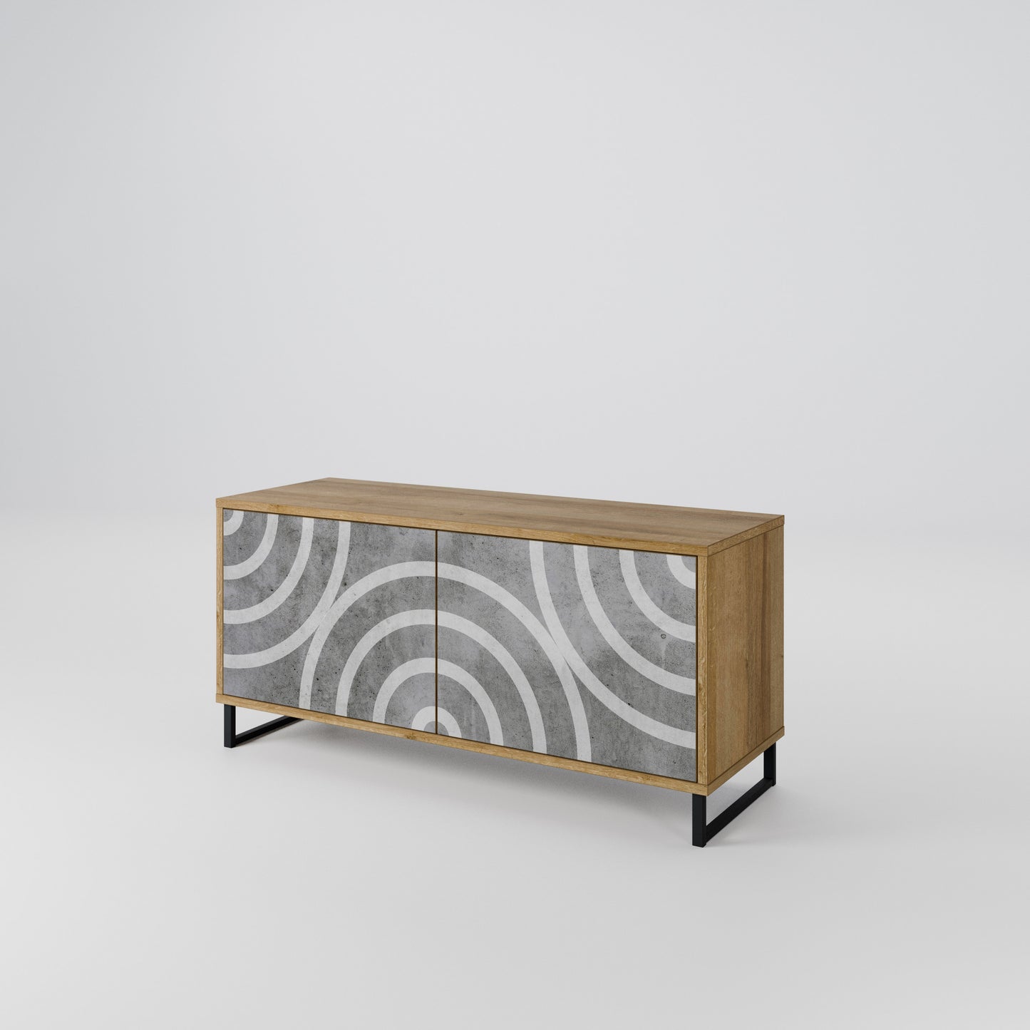 CIRCLE CONCRETE Mobile TV Compatto a 2 Ante