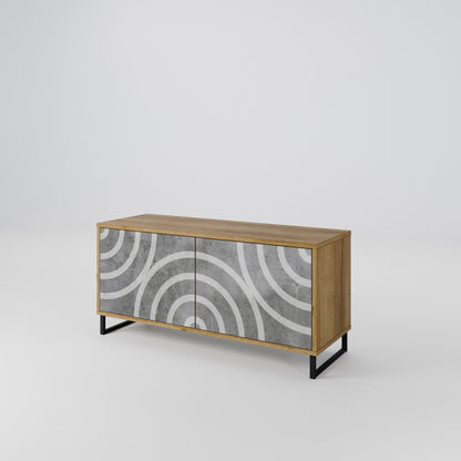 CIRCLE CONCRETE Mobile TV Compatto a 2 Ante
